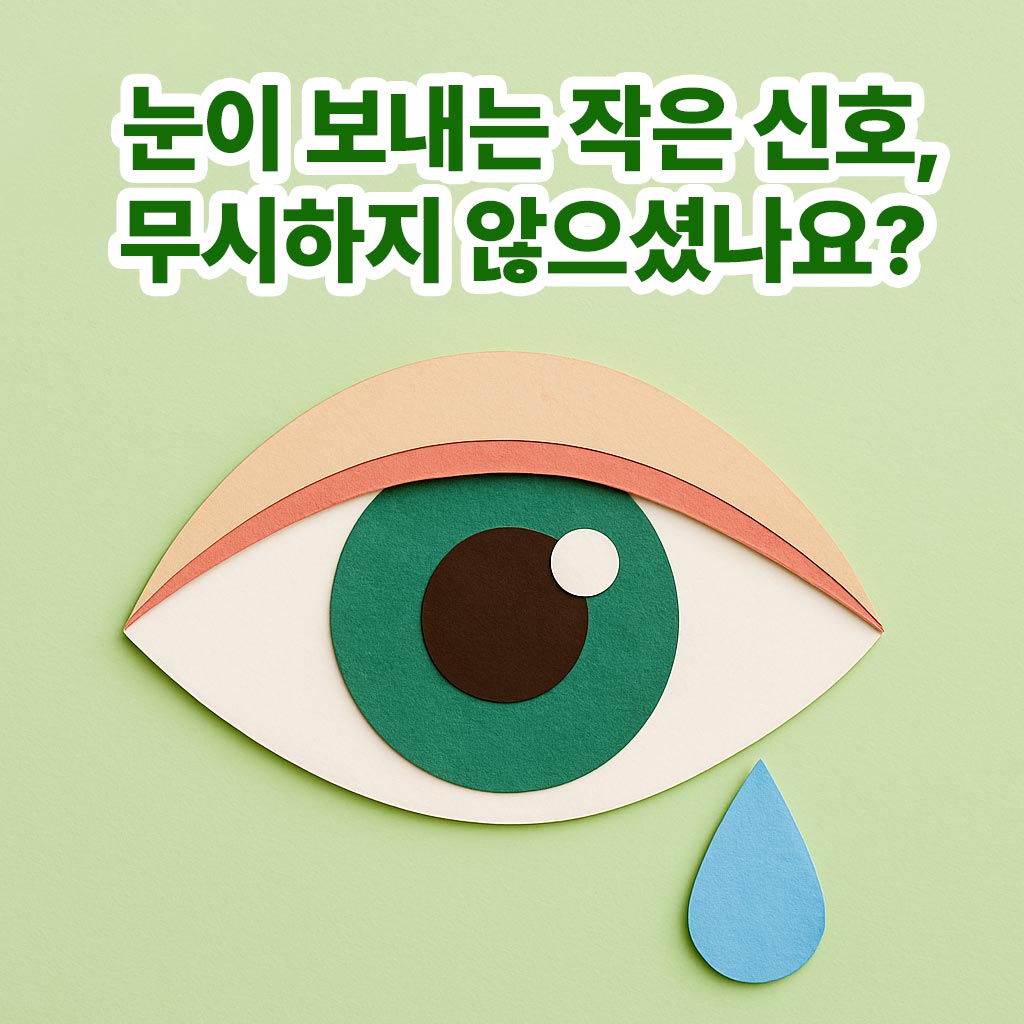 종이로 만든 눈물이 나오는 눈 그림