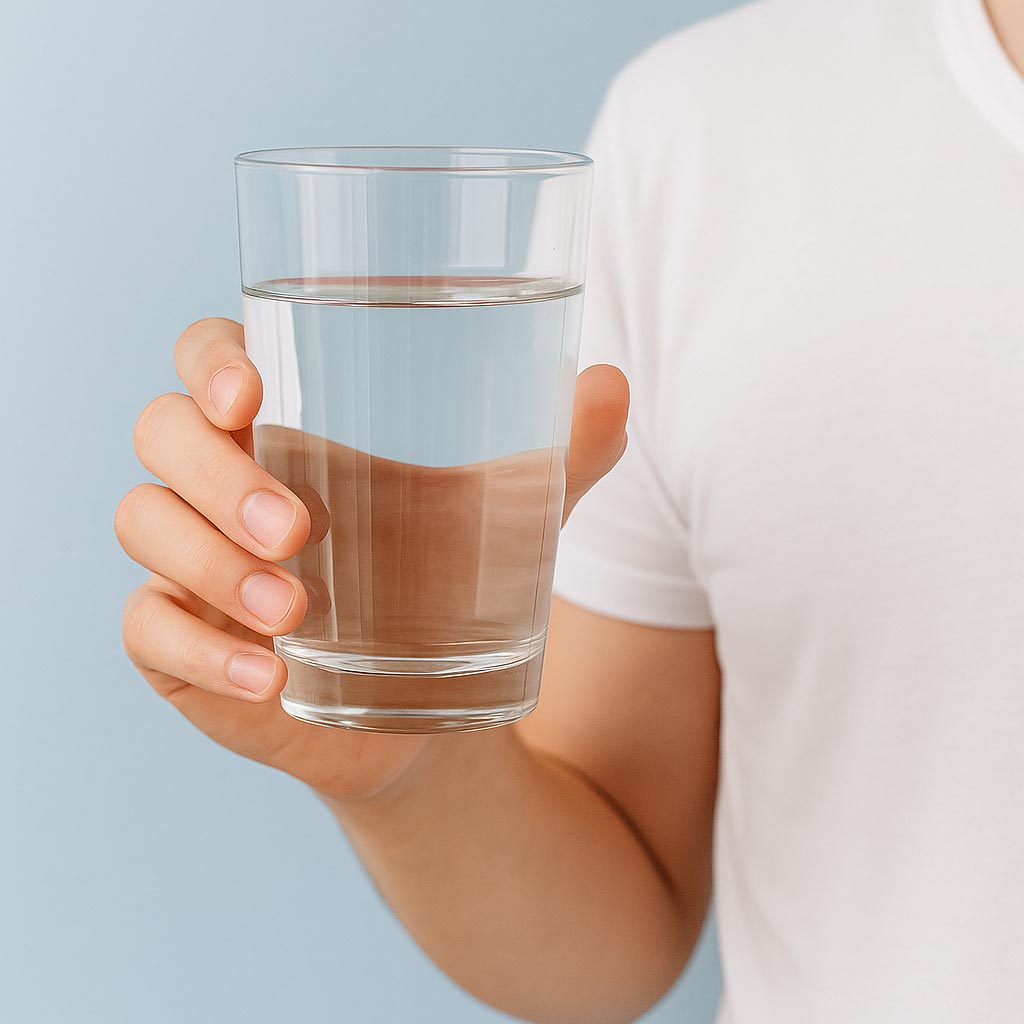 물컵을 든 이미지