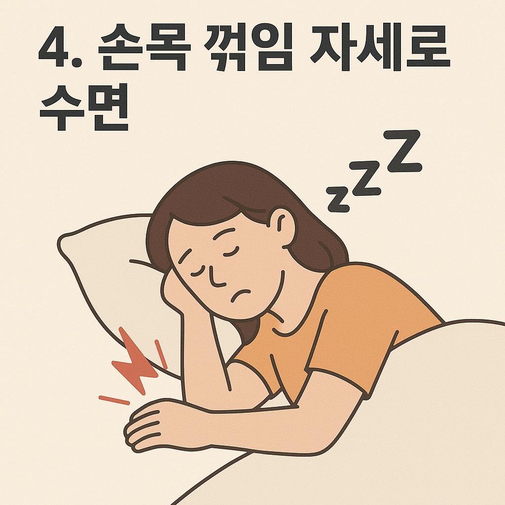 손목 꺾임 자세로 수면